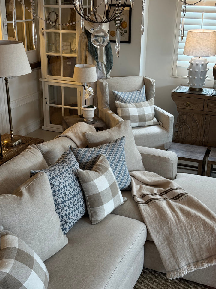 Aspen Shona Modular AS DISPLAYED | Warwick Haven Oatmeal | Luxura Seat Upgrade | 4 str 1 Arm LF &amp; Chaise RF