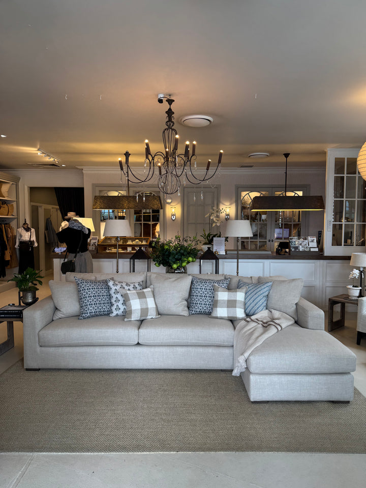 Aspen Shona Modular AS DISPLAYED | Warwick Haven Oatmeal | Luxura Seat Upgrade | 4 str 1 Arm LF &amp; Chaise RF