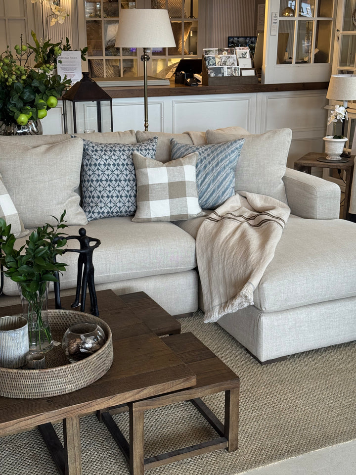 Aspen Shona Modular AS DISPLAYED | Warwick Haven Oatmeal | Luxura Seat Upgrade | 4 str 1 Arm LF &amp; Chaise RF