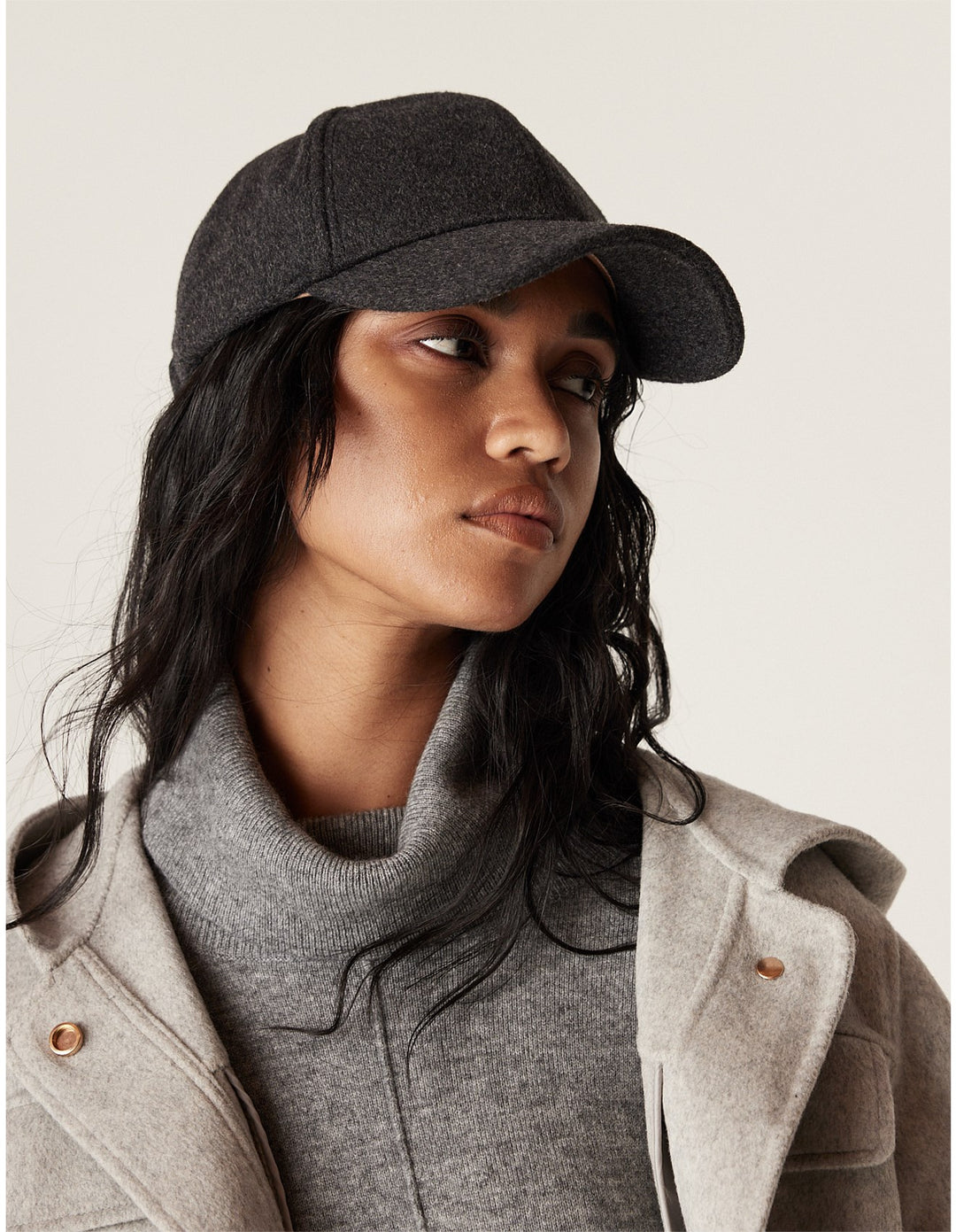 Cable | Wool Cashmere Cap | Charcoal