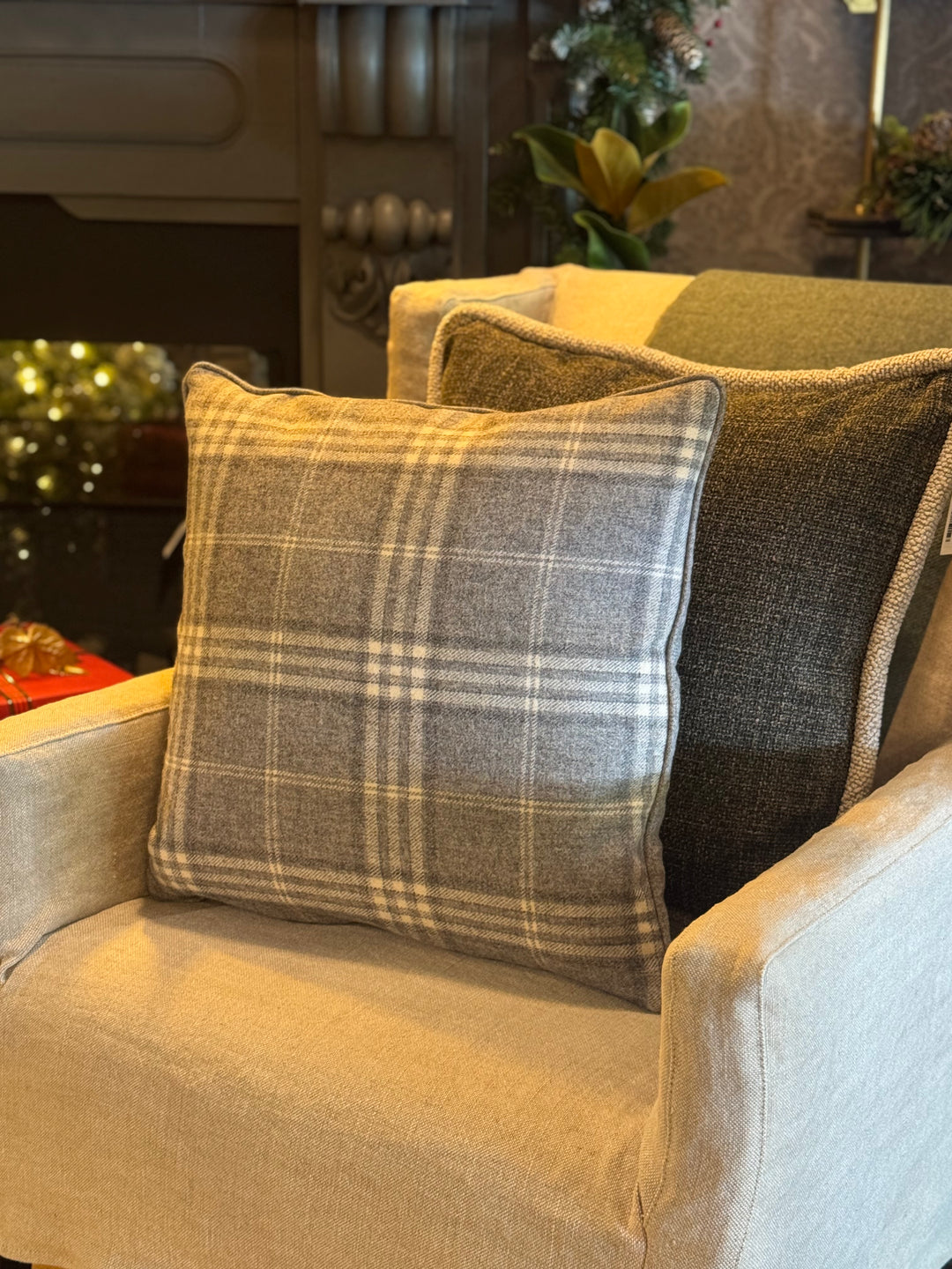 Westbury Highland Plaid Mist Piped Cushion Cover & Insert | 50x50cm