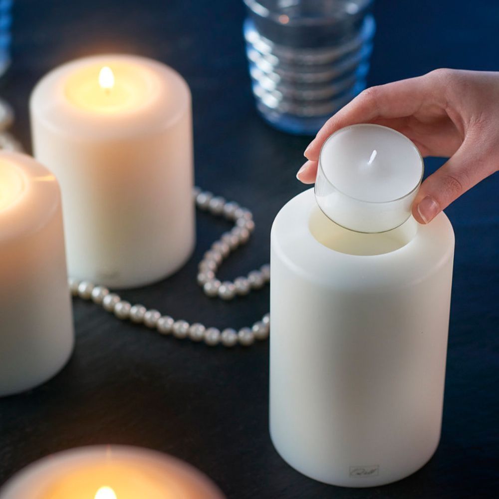 Qult Pillar Candle Holder | White 10cm Diameter | 3 Sizes Available