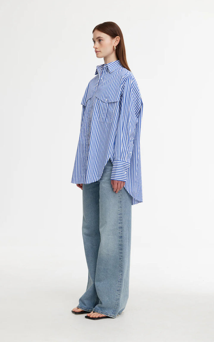 Kinney | Riley Shirt | Navy/White Stripe