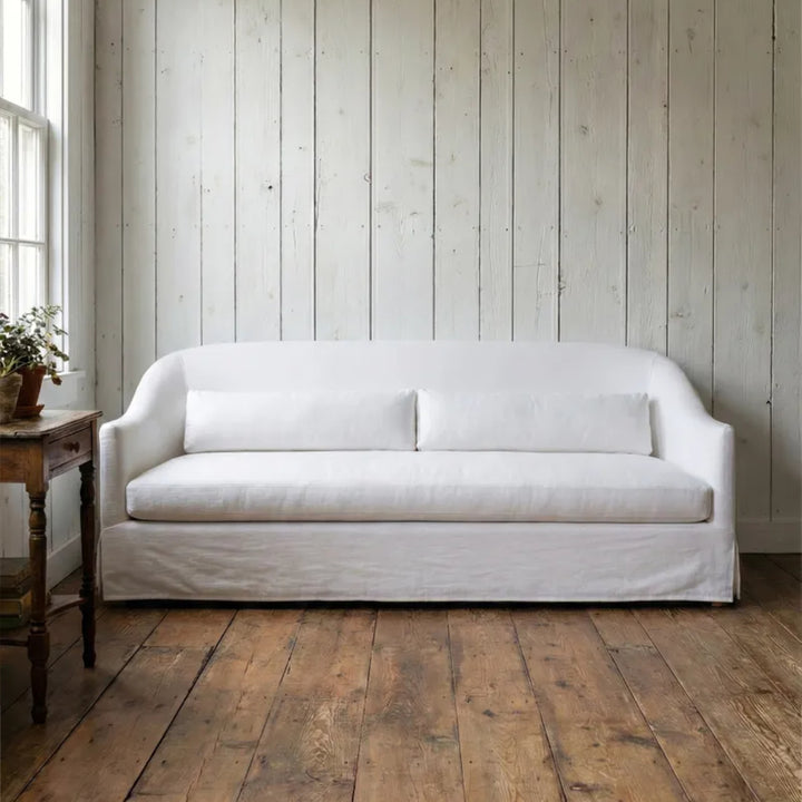 Andrea Cotton Blend Slip Cover Sofa Feather Foam Seat, Sprung Base | W230 x D80cm