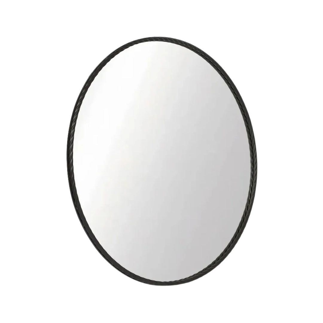 Plait Black Iron Round Mirror | 110cm