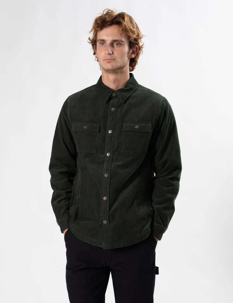 Simple | Quilted Cord Jacket | Pine