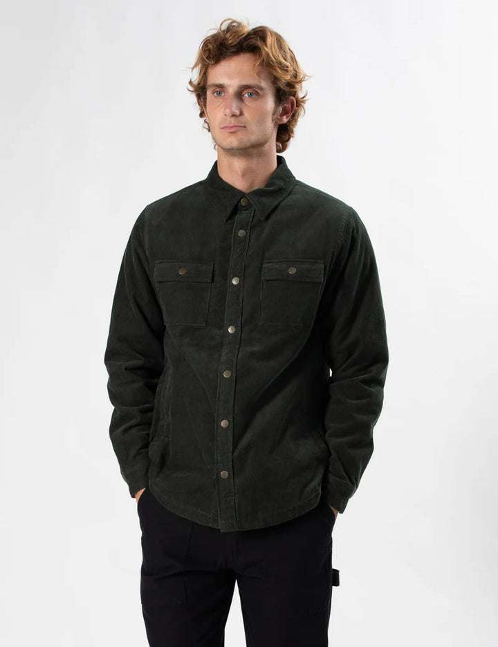 Simple | Quilted Cord Jacket | Pine