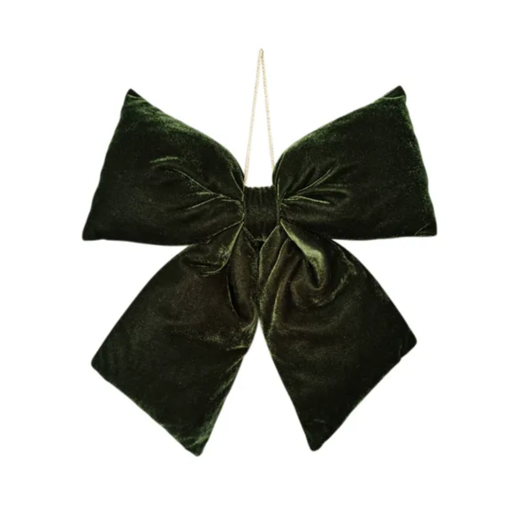 Dark Green Velvet Hanging Bow | 34cm