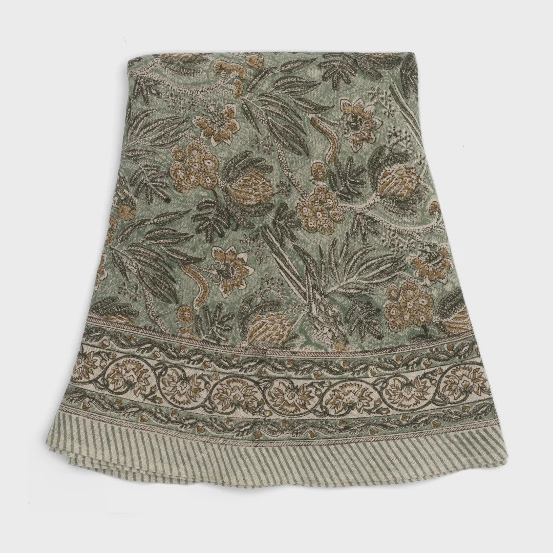 Parrot Linen Tablecloth | Seafoam | 220cm Round