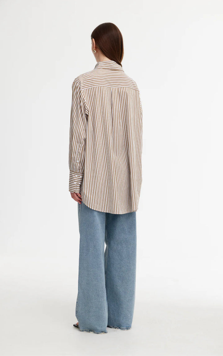 Kinney | Riley Shirt | Stone/Ivory Stripe