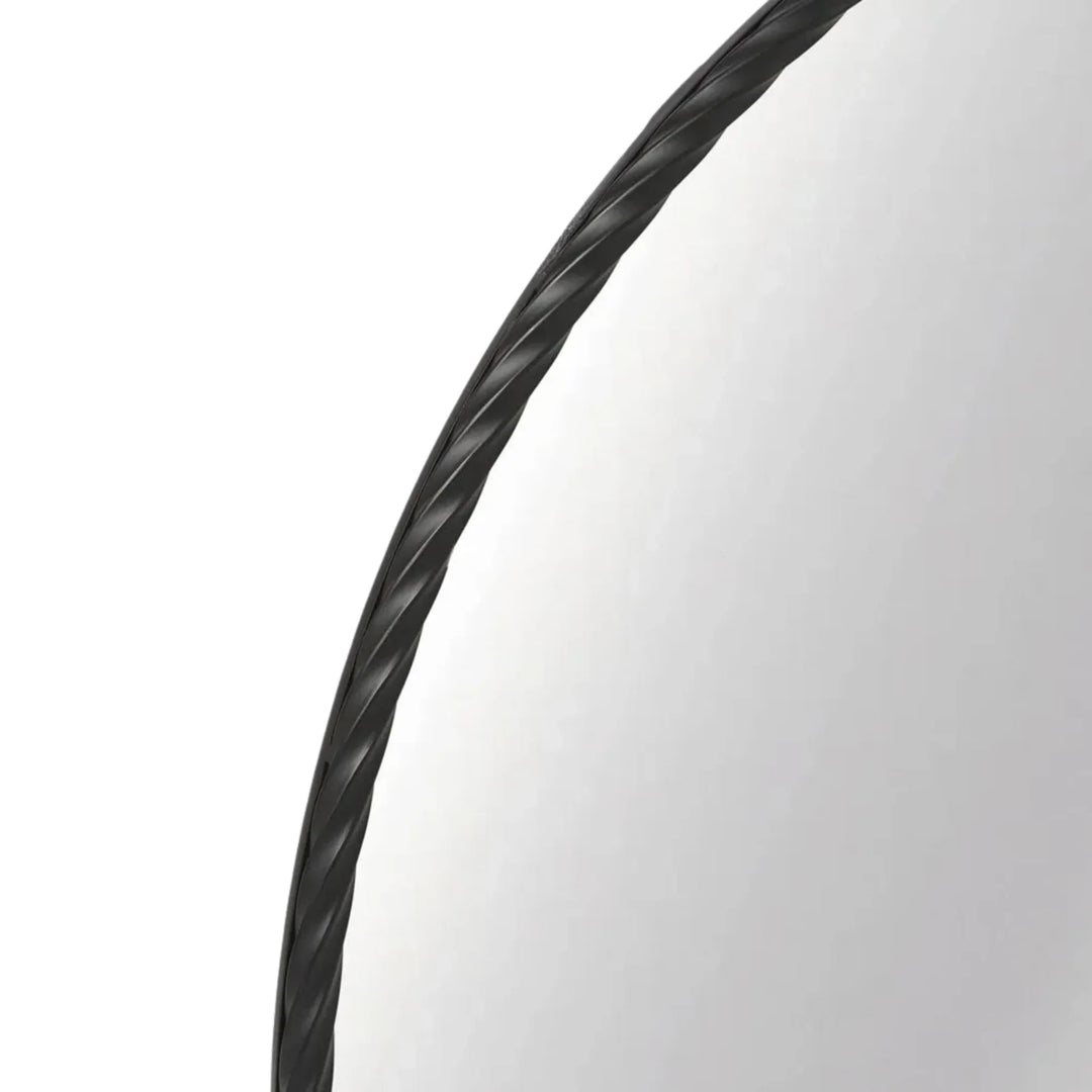 Plait Black Iron Round Mirror | 110cm