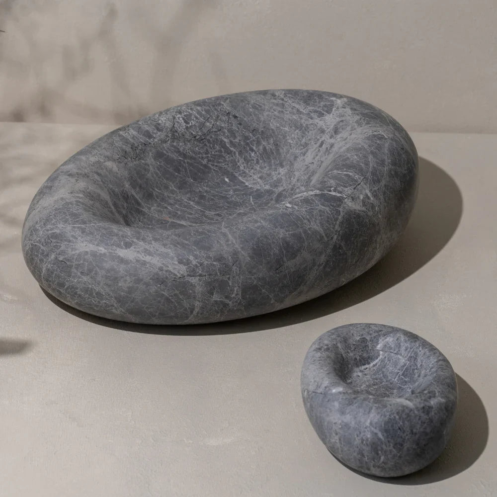 Eclipse Small Sculpted Dish & Incense Holder Tundra Grey Marble