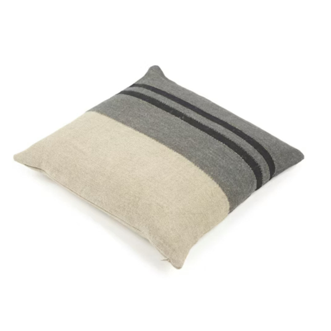Black House Stripe Charcoal Cushion Cover | Linen/Wool | 50x50cm