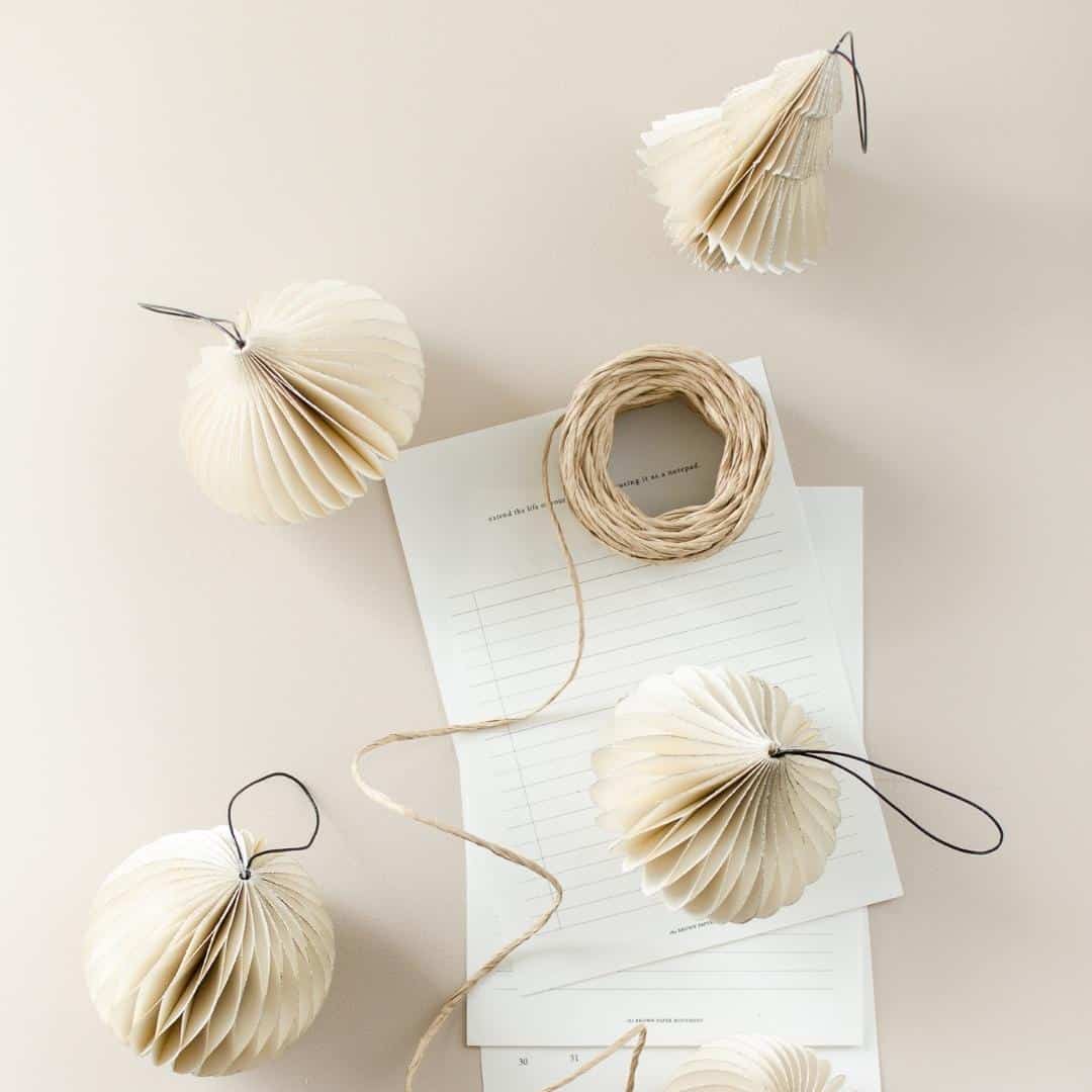 Off White Paper Tree Ornament | 10cm
