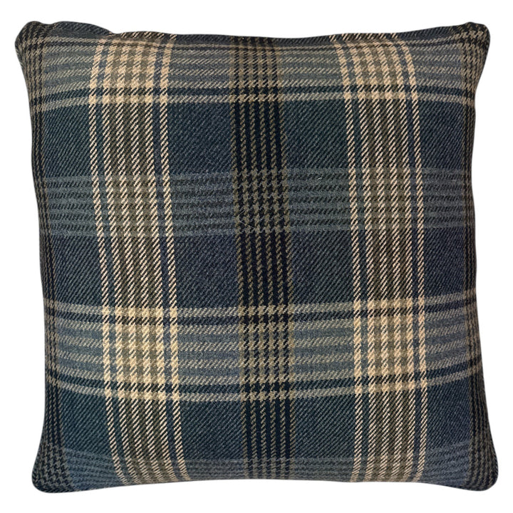 Braemar Blue Cushion Cover & Insert w Raffles Linen Back | 55x55cm