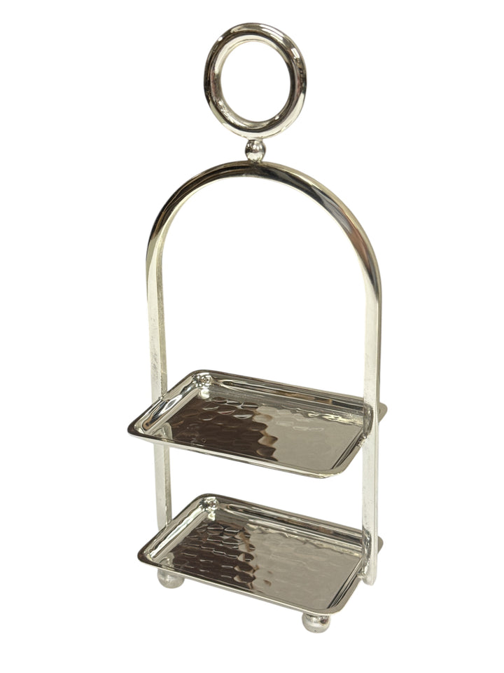 2 Layer Silver Cookie Stand | Hand Crafted in Turkey