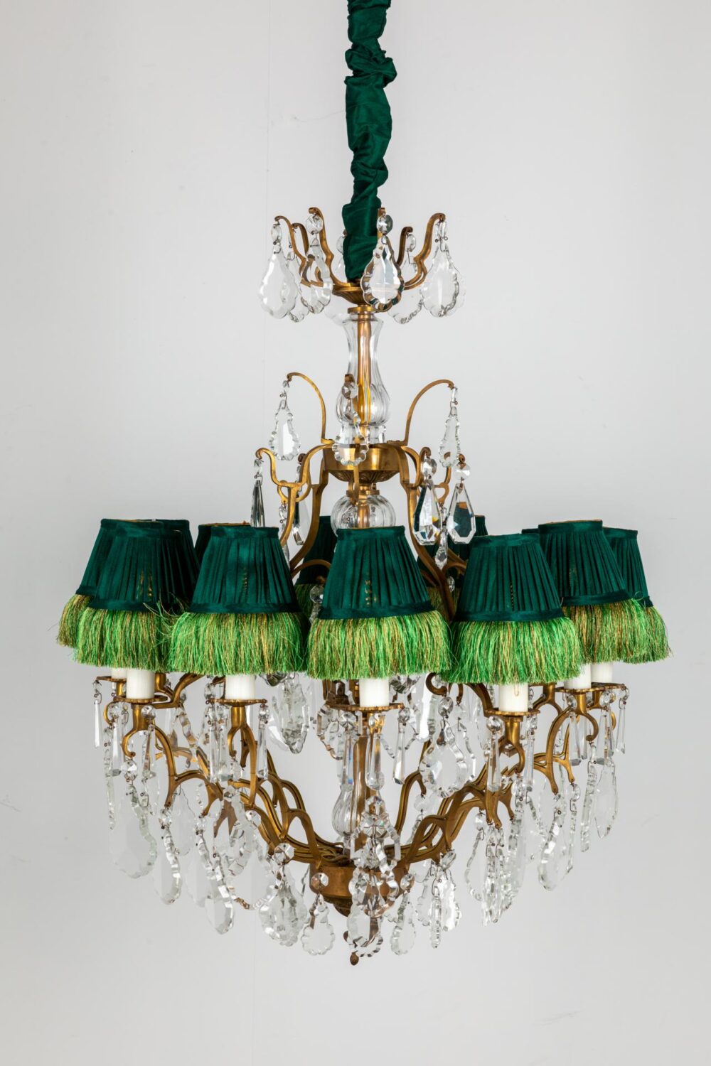 Pleated Lamp Shade with Fringe | Green | 12.5 x 7 x 10cm