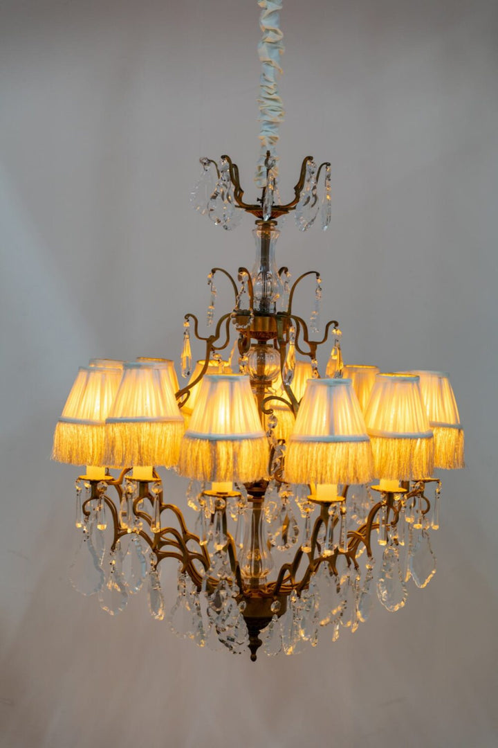 Pleated Lamp Shade with Fringe | Ivoire | 12.5 x 7 x 10cm