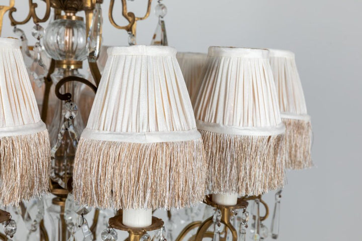 Pleated Lamp Shade with Fringe | Ivoire | 12.5 x 7 x 10cm
