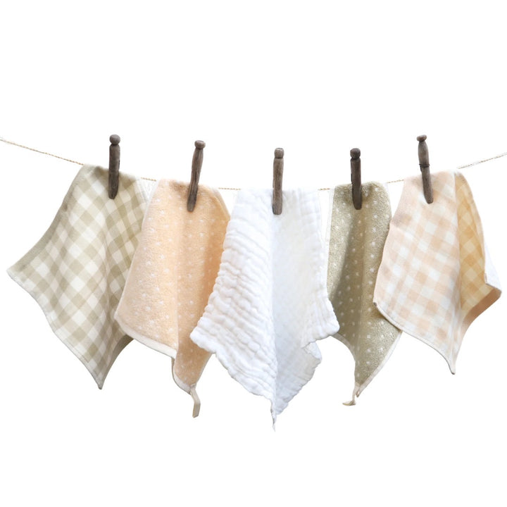 Undyed Organic Cotton Reusable Wipes | 5 Pack | Multi