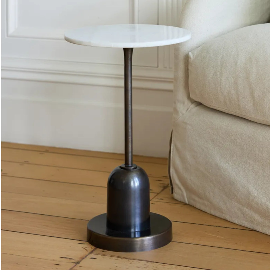 Flynn Side Table | Iron / Marble | W30 x H49cm
