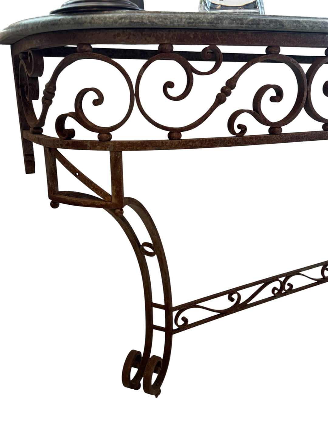 Decorative Iron Based Console with Marble Top | Sourced in Belgium