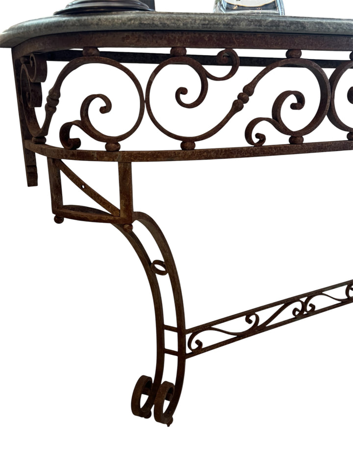 Decorative Iron Based Console with Marble Top | Sourced in Belgium