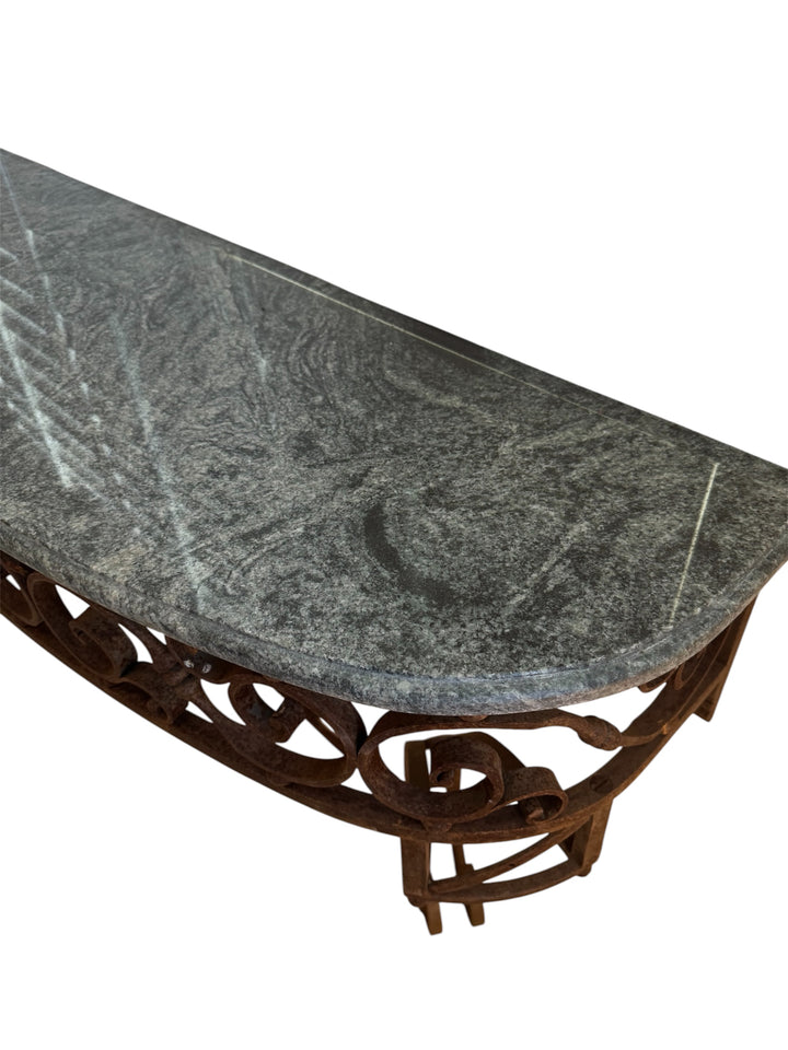 Decorative Iron Based Console with Marble Top | Sourced in Belgium