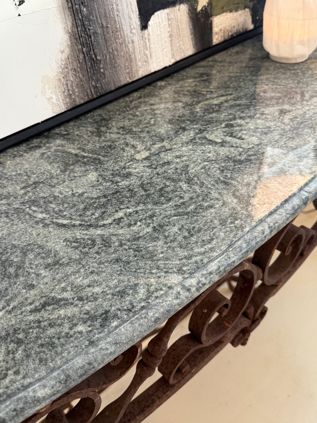 Decorative Iron Based Console with Marble Top | Sourced in Belgium