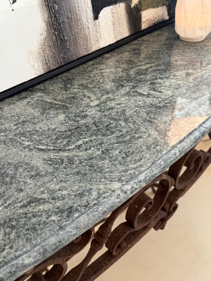 Decorative Iron Based Console with Marble Top | Sourced in Belgium