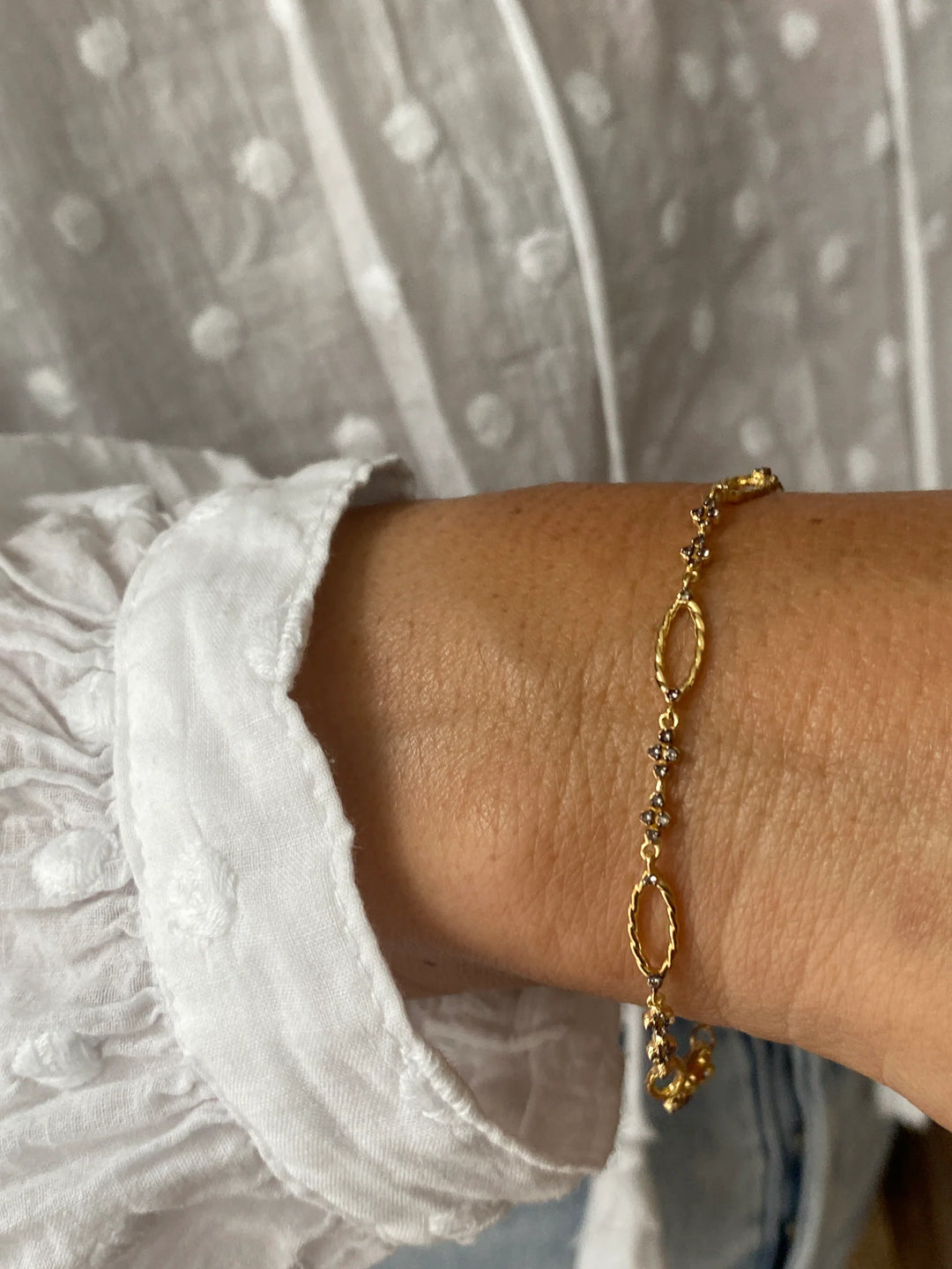 Bourgeon Bracelet | Gold Plate, White Topaz & Green Sapphire