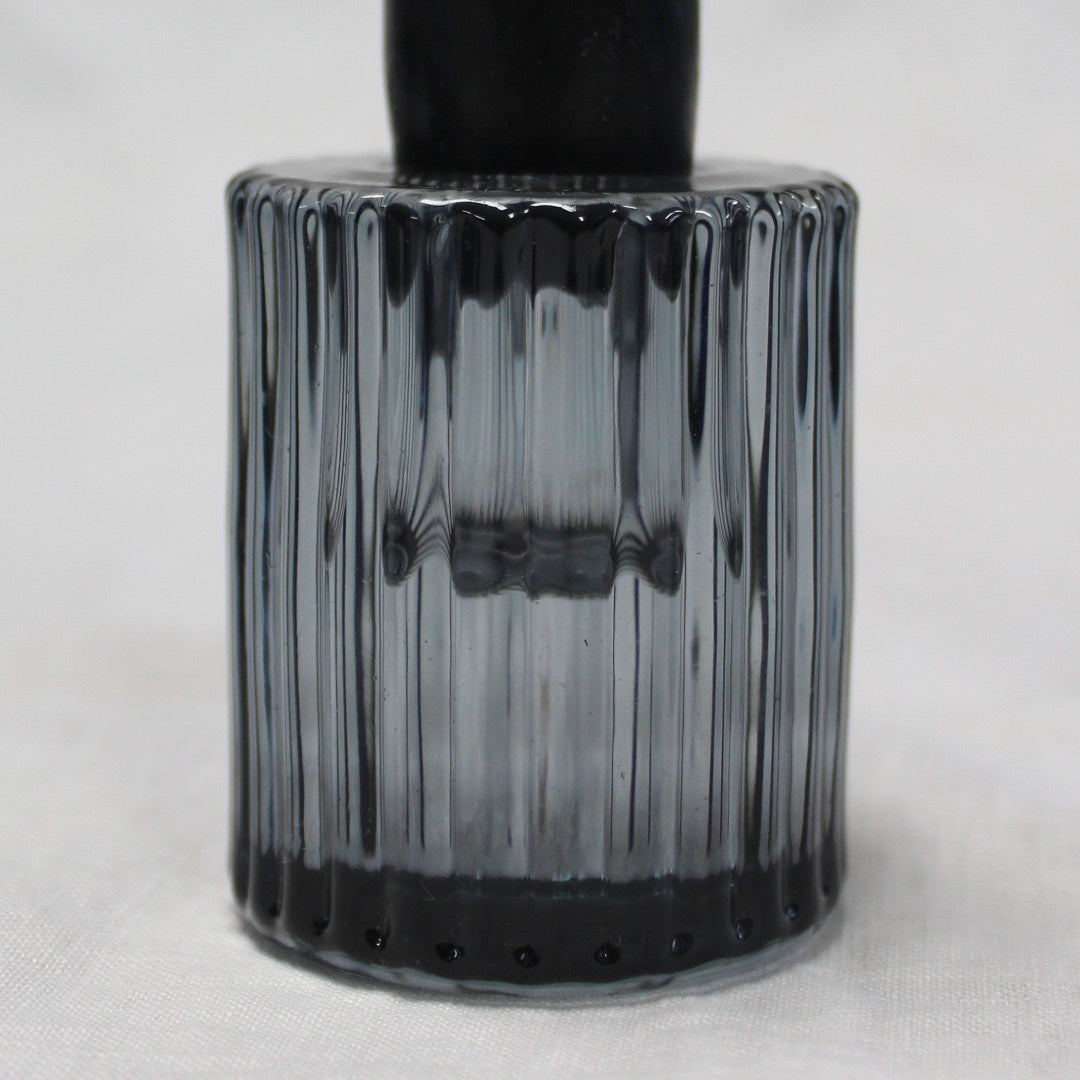 Ruffle Glass Candleholder | 6cm | Black