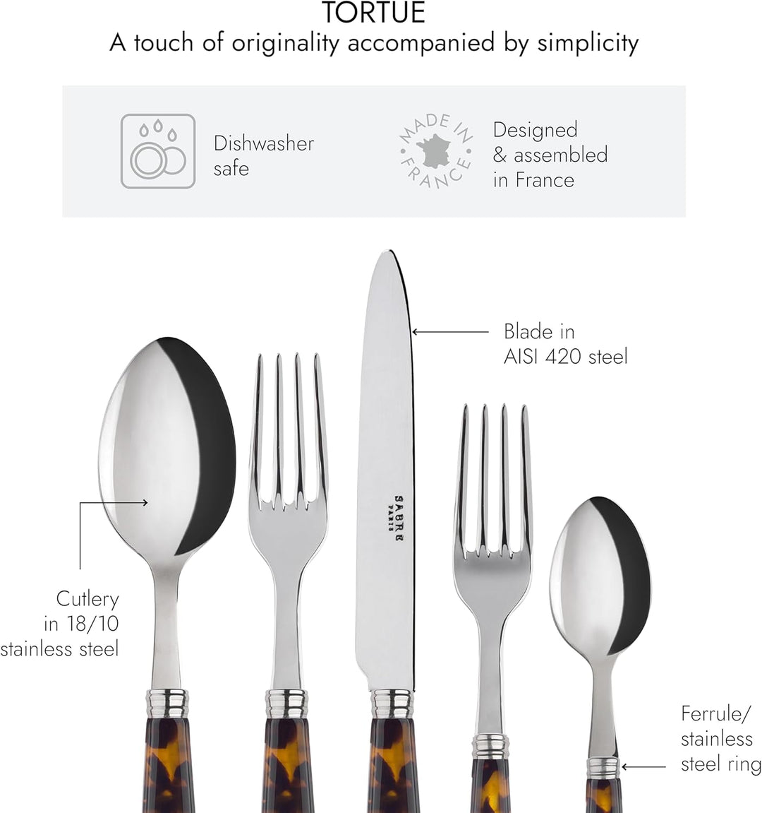 French Tortoiseshell Cutlery Set | 5 Piece Setting incl 2 Forks