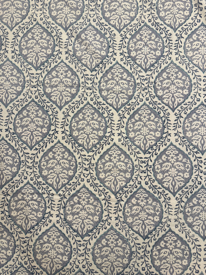 Large Jaipur Cotton Tablecloth 4.5m x 2.30 m & 16 x Napkin Set | Blue/Grey/White