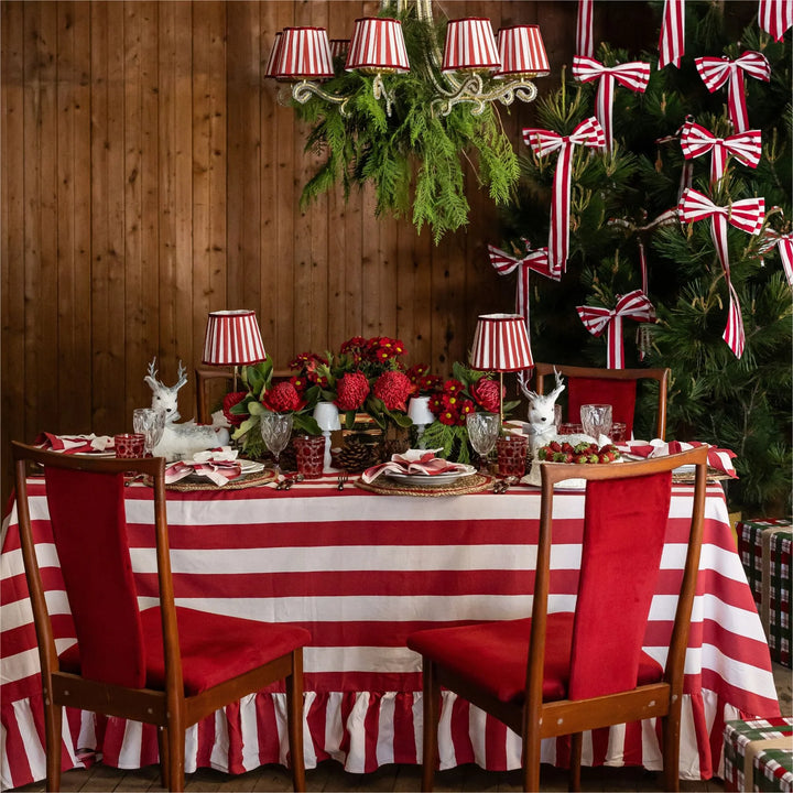 Rouge Stripe Ruffled  Tablecloth | 180 x 360cm