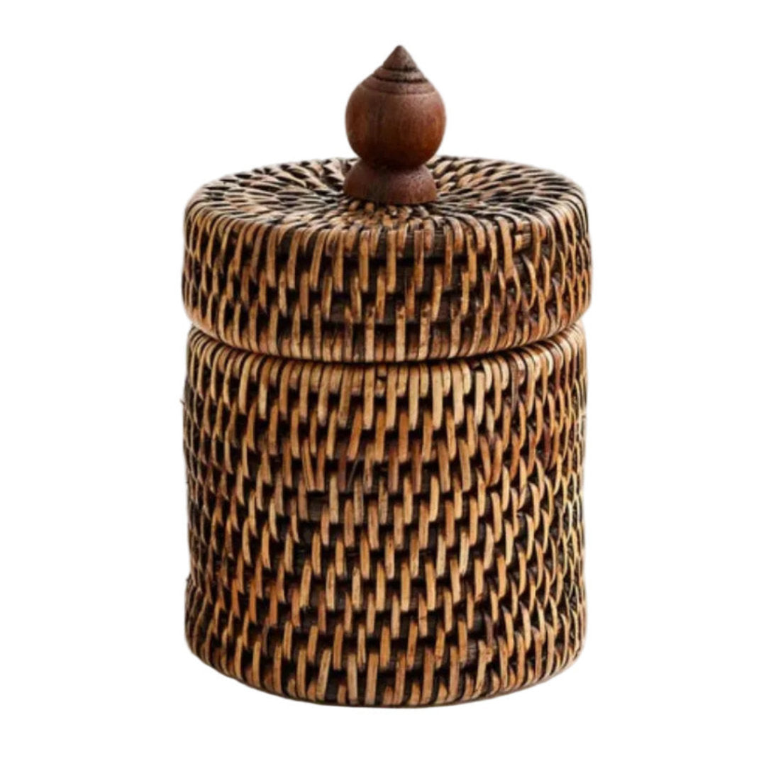 Rattan Cotton Wool Holder | Antique
