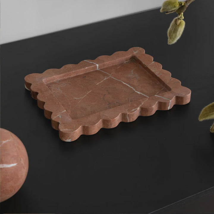 Palace Scalloped Marble Tray | Medium | Rosso Alicante