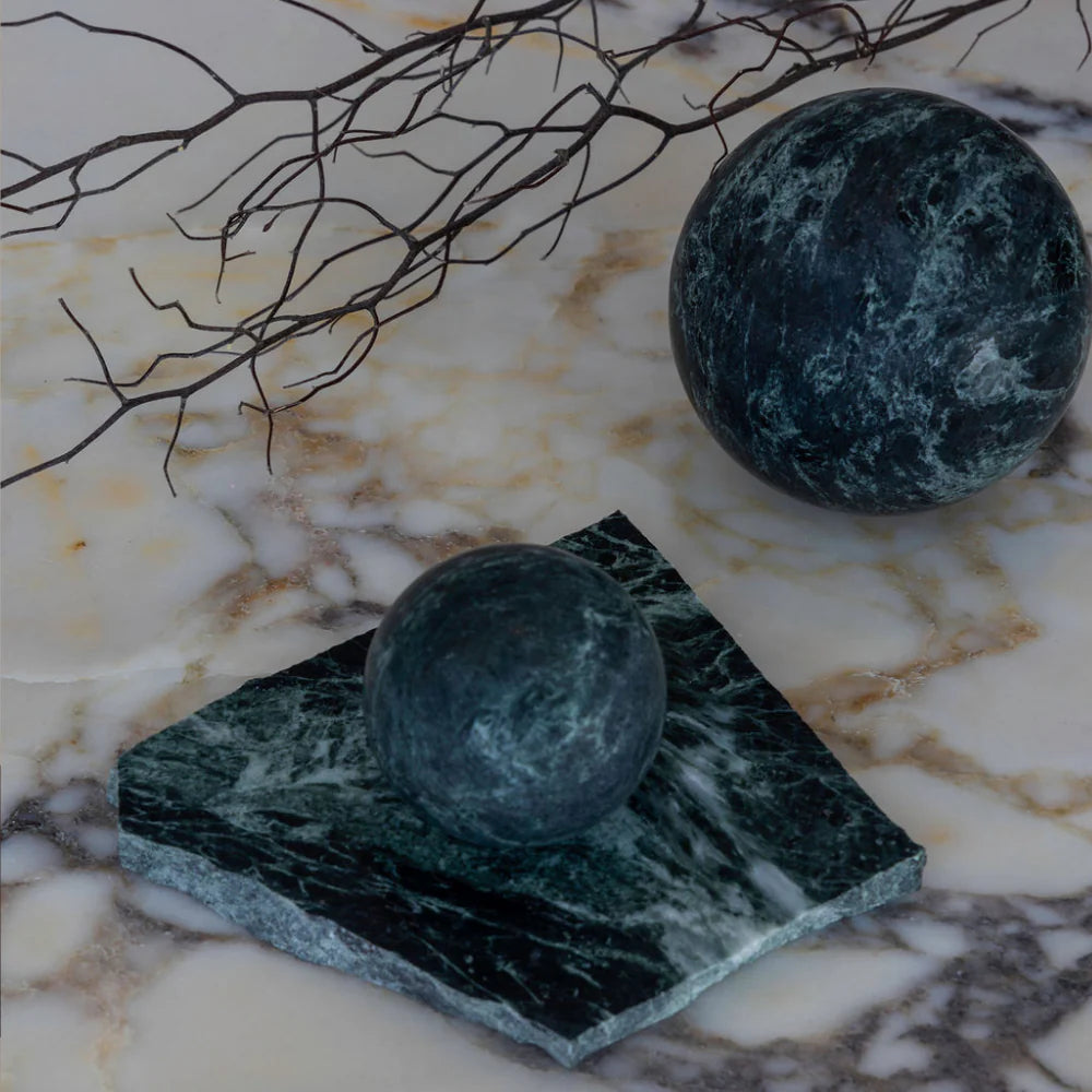 Sphere Marble Table Sculpture | Small | Verdi Alpi | 7cm