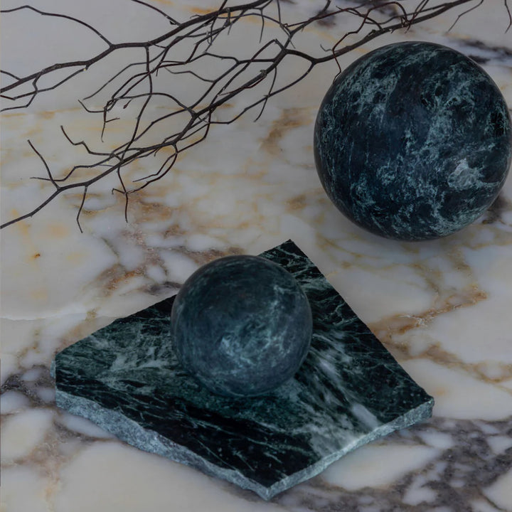 Sphere Marble Table Sculpture | Small | Verdi Alpi | 7cm
