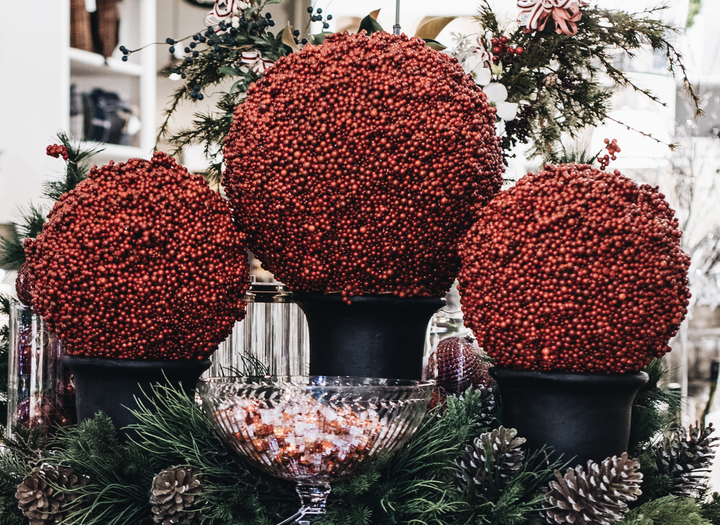 Red Berry Ball & Black Base | 81 cm