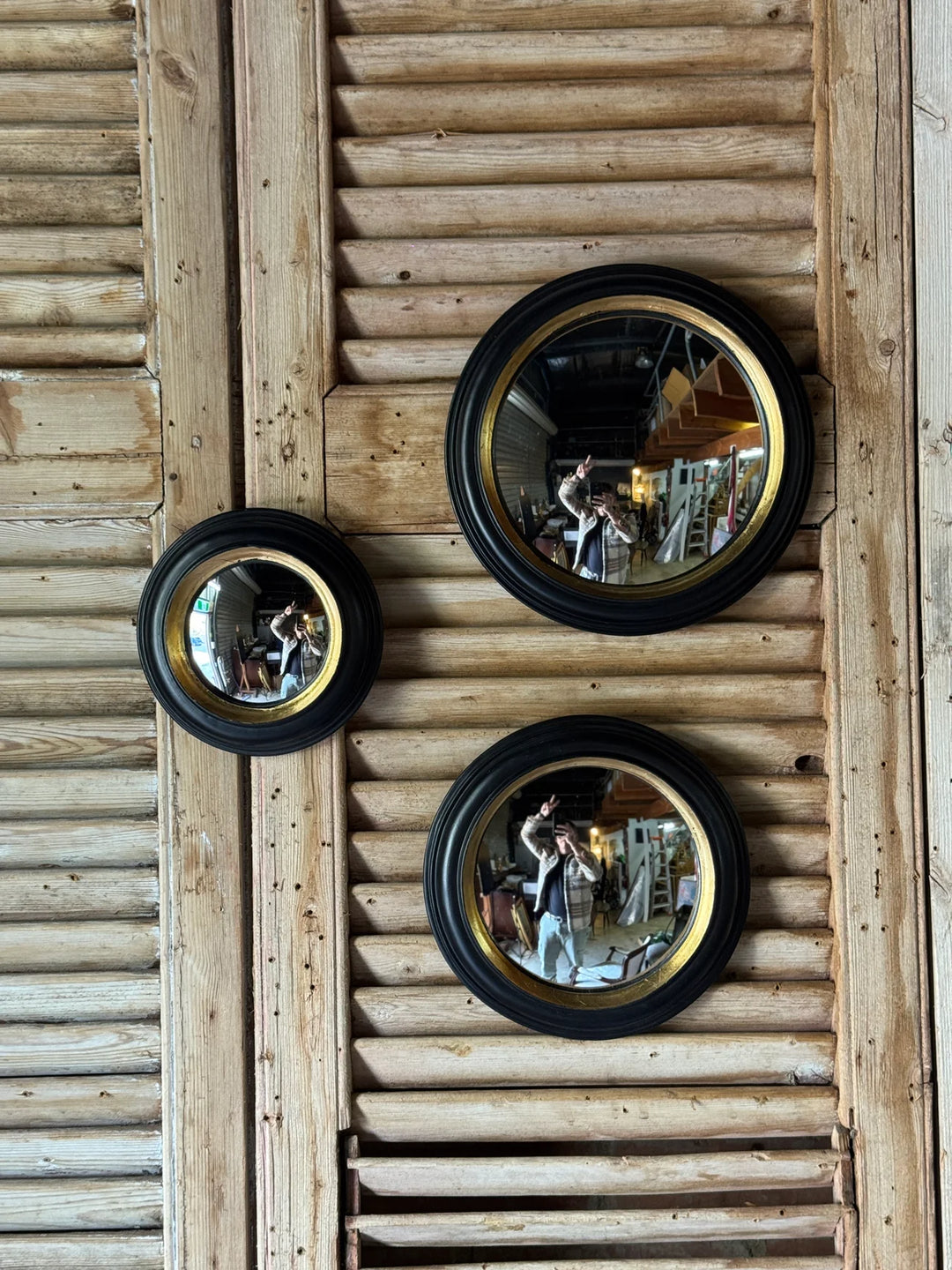 Convex Mirror | Black with Gold