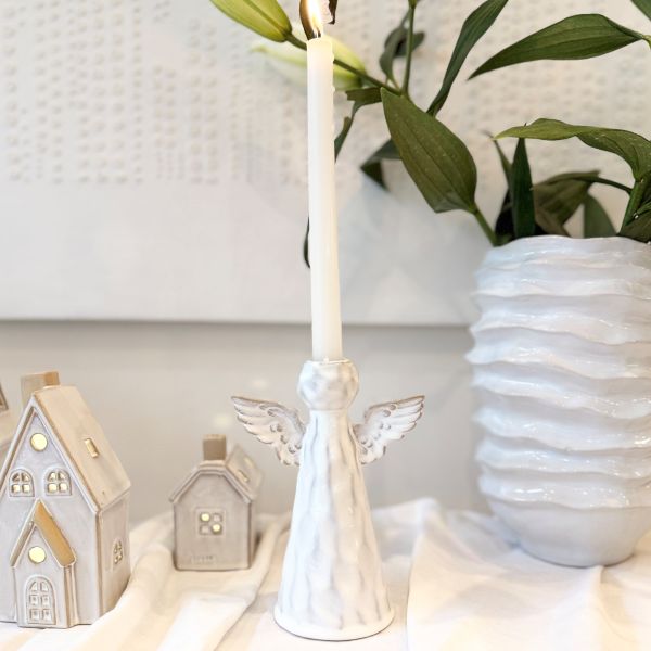 Lucia Snow Angel Candleholder 14x19cm