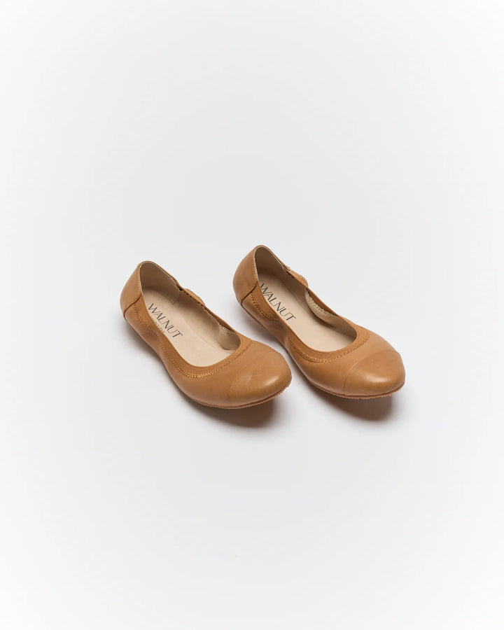 Walnut | Ava Tan Leather Ballet Shoe / Ballet Flats
