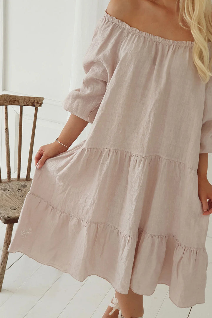 Bypias | Abby Linen Midi Dress | Light Pink