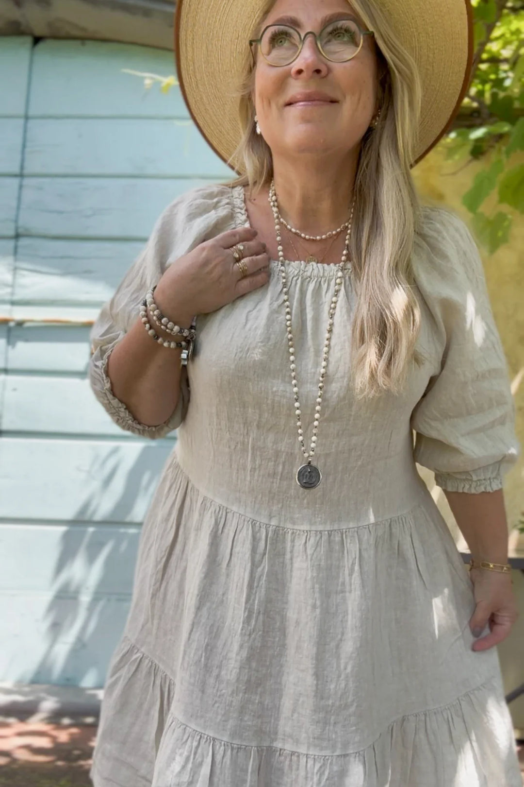 Bypias | Abby Linen Midi Dress | Sand