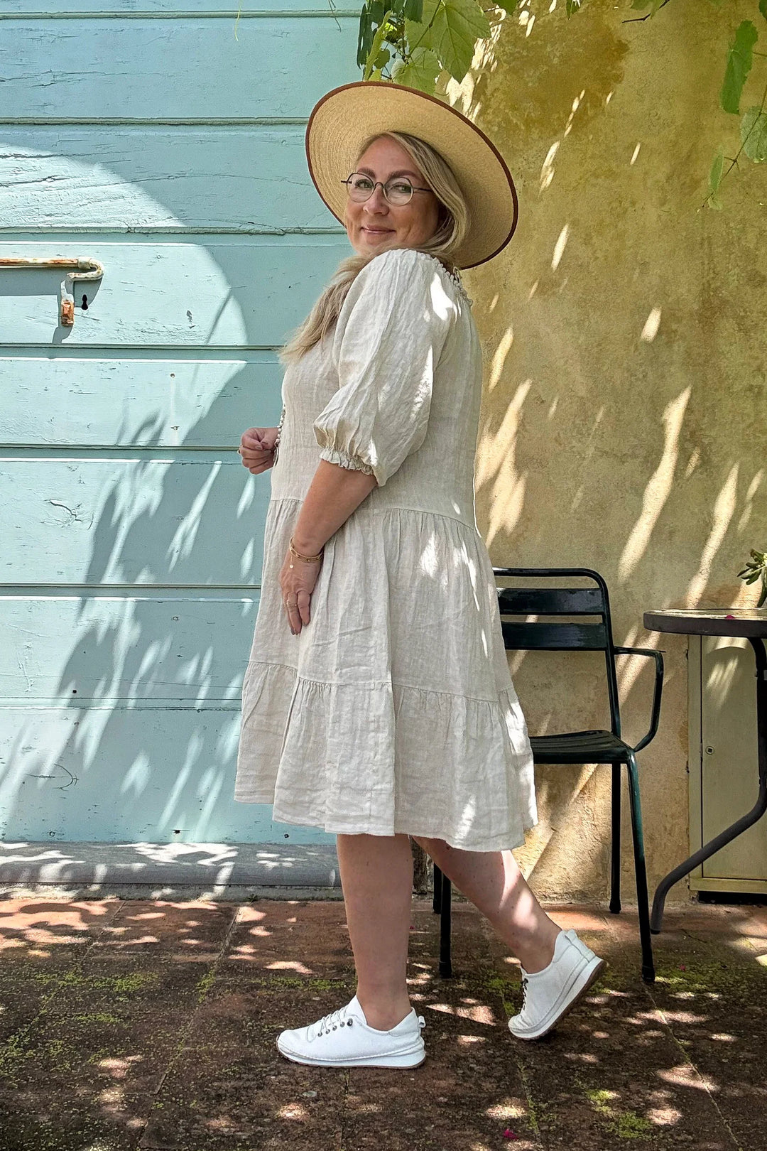 Bypias | Abby Linen Midi Dress | Sand
