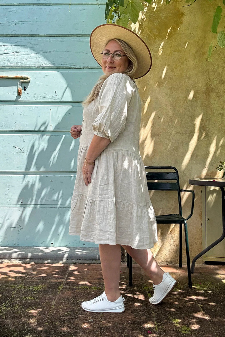 Bypias | Abby Linen Midi Dress | Sand