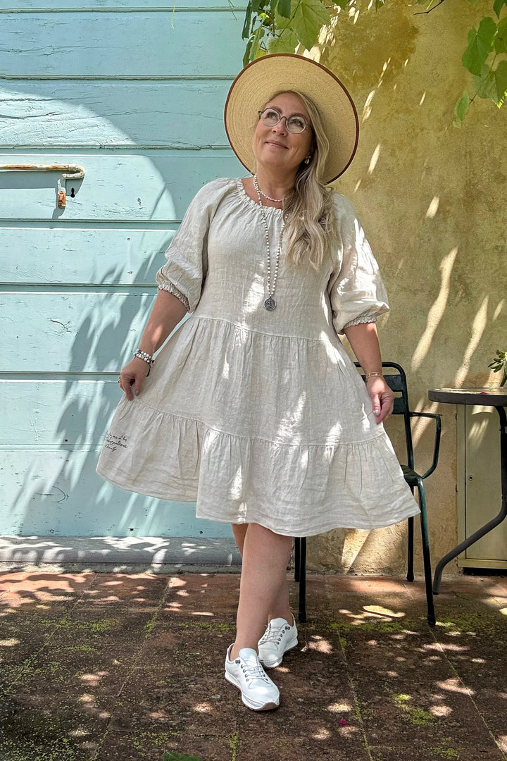 Bypias | Abby Linen Midi Dress | Sand
