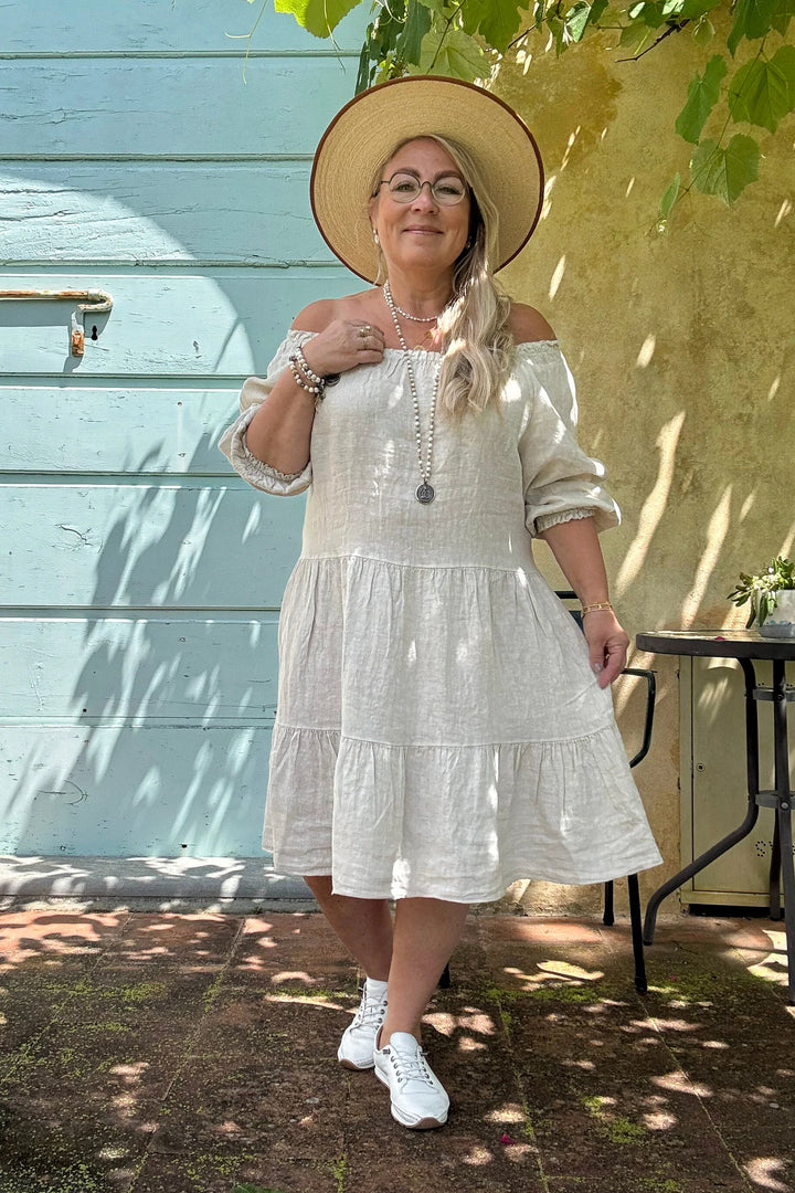 Bypias | Abby Linen Midi Dress | Sand
