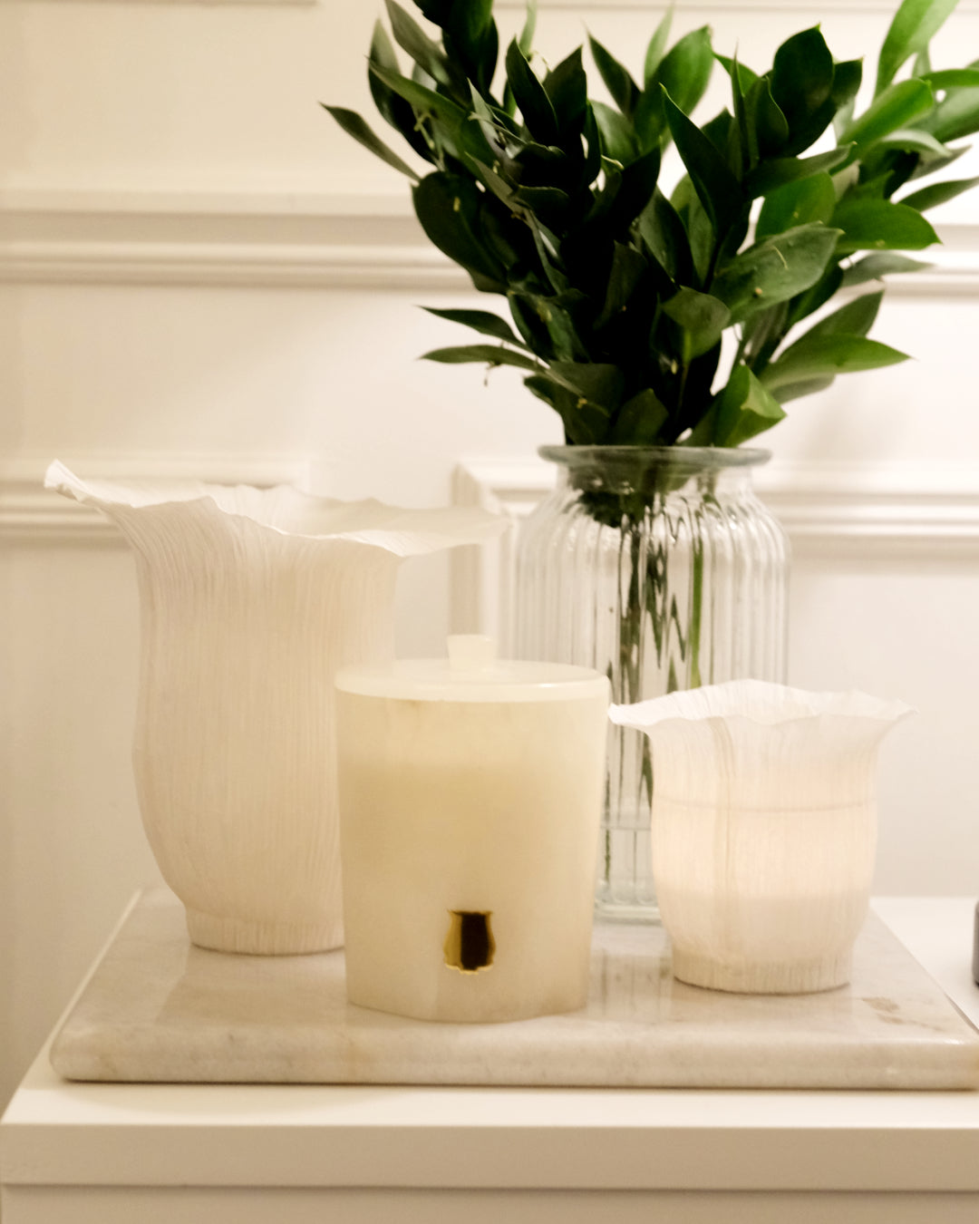 Trudon Alabaster Candle with Lid 270g | Abd el Kader | Moroccan Mint Tea